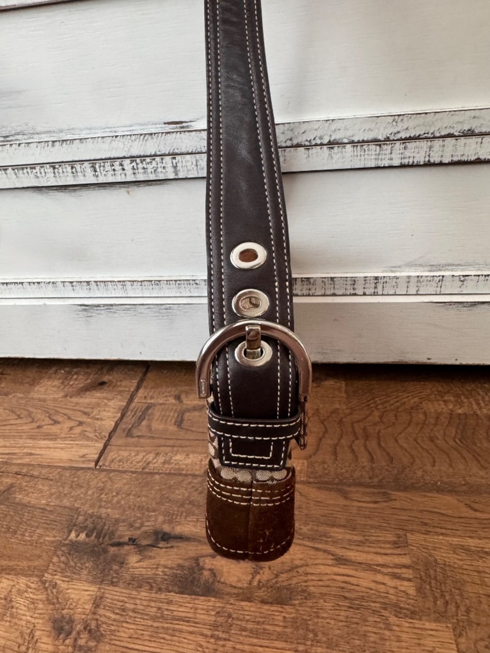 Vintage Coach Soho Signature Shoulder Bag 3628 Purse Brown Suede Buckle Y2K - Picture 5 of 11